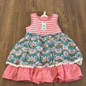 Matilda Jane Striped and Floral Pink Blue Dress
